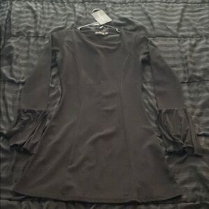 PrettyLittleThing Black Sheath Dress with Bishop Sleeves